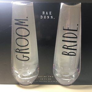 NEW Bride/Groom Stemless Glassware- Rae Dunn
